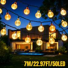 20/50/100 LED Solar Garden Light -8 Flashing Modes, Outdoor Solar Crystal Ball Light String, Waterproof Fairy Light, Modern Style, Plastic Material, Suitable For Garden, Tavern, Party, Commercial, Pavilion, Wedding, Party, Festival, Easter Decoration (Warm White/White/Color) - Crystal Ball - View 20