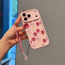一套包含幸运山茶花挂绳和樱桃图案TPU粉色手机壳，适合作为情侣、女友、女儿、青少年的生日和圣诞礼物。 - 粉色 - 查看 5