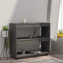 Book Cabinet Grey 80x35x71 Cm Solid Pinewood - Grey - View 3
