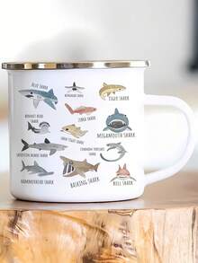 1 chiếc cốc tráng men chủ đề côn trùng, cá mập, chữ cái, cốc cắm trại, cốc ăn sáng, cốc sữa, cốc ngoài trời, cốc tráng men, quà tặng ngày lễ - Nhiều màu - Xem 4