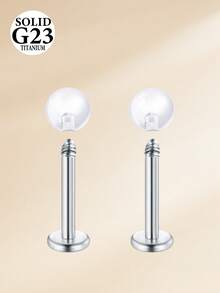 Conjunto de 2 piercings labiais em liga de titânio 16G com base plana, modelo G23, disponíveis nos tamanhos 6mm, 8mm, 10mm e 12mm. Ideal para piercings de cartilagem, tragus, nariz, hélix, concha, medusa, lábio e labret. Perfeito para mulheres e homens. - Prata - Ver 15