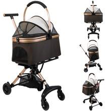 Passeggino pieghevole 3 in 1 per animali domestici – Passeggino da viaggio per cani e gatti – Traspirante e confortevole – Pieghevole – Spazioso – Nero – 20 kg - Caffè Marrone - Visualizzare 9