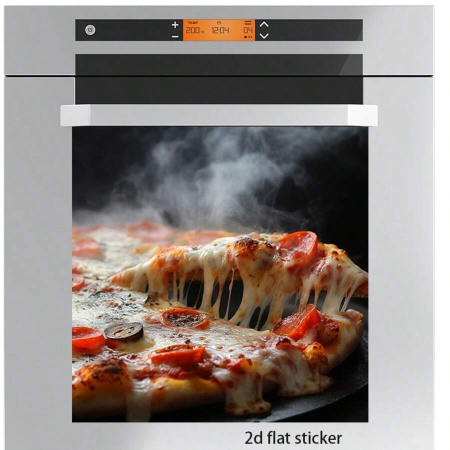 1pc 2D Detailed Cheese & Nut Pizza Decorative Sticker, Suitable For Kitchen, Oven, Dishwasher And Other Scenarios - one-size - View 1