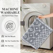 Pauwer Bathroom Rugs Sets 5 Piece With Lid Cover Bathroom Shower Rugs With U-Shaped Contour Toilet Mat Absorbent Microfiber Plush Bath Mats Non Slip Bath Rugs 4 Piece Machine Washable Bathroom Floor Mats - Light Grey Pattern - View 6