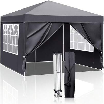 Pop Up Gazebo With Sides, Easy Setup Instant Outdoor Canopy, Folding Garden Gazebo