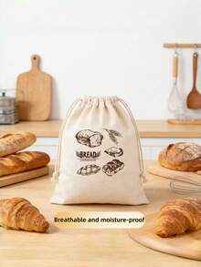 3Pcs Bread Bag Linen Bread Bags For Homemade Bread Container, 15.7 *11.8 Inches Unbleached & Reusable Bread Storage, Natural Large Storage For Artisan Bread - View 4