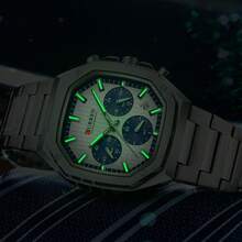 CURREN Men's Multi-Function Chronograph Business Casual Stainless Steel Strap Waterproof Calendar Wrist Watch, Gift For Men - Multicolor - View 9