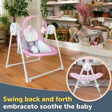 Folds Slim Smart Baby Swing – Ultra-Compact, Travel-Friendly & Adaptive Soothing Station | Perfect Baby Shower Gift - Pink - View 3