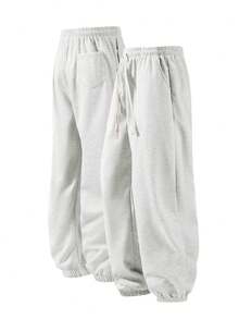 Autumn/Winter Boys' Casual Pants: Casual And Versatile Solid Color Design, Soft And Comfortable Against The Skin, Warm And Suitable For Everyday Wear At Home Or Outings. - 灰色 - 查看 2