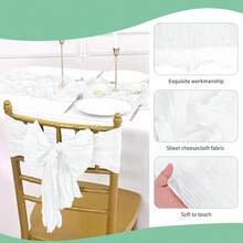 2 Pieces Bow Wedding Aisle Chair Back Ribbon Set, Suitable For Wedding Party Events And Banquet Chair Cover Decorations - White - View 6