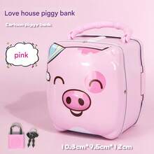 2 chiếc hộp đựng tiền xu hình heo bằng kim loại sáng tạo, hộp đựng tiền xu có khóa dành cho học sinh, quà tặng. - Nhiều màu - Xem 11
