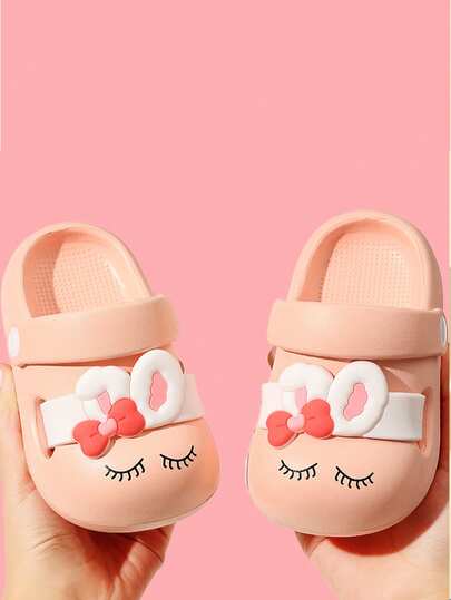 Toddler Girls' Cute Rabbit Cartoon Breathable Sandals, Indoor/Outdoor Beach Slippers, Suitable For 1-3 Years Old