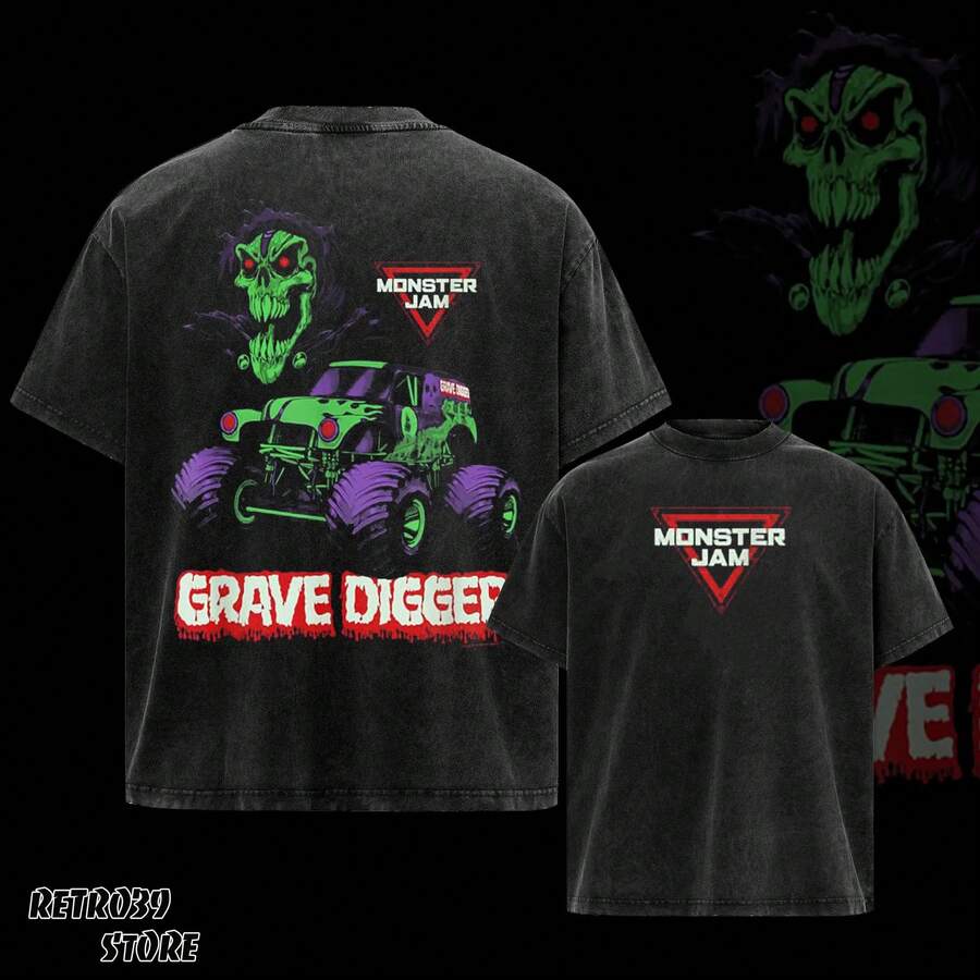 Ripple Junction Monster Jam T-Shirt, Racing Unisex Tee,Sport Car Shirt,Cotton Menswear, Men Gifts, Vacation Outfits,Good Graphic Tees, Soft Cotton T-Shirt For Off-Road Enthusiasts, Menswear, Streetwear - 黑色 - 查看 1