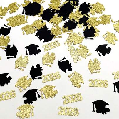 300/100 cái Giấy kim tuyến vàng đen năm 2026, Giấy kim tuyến hình mũ tiến sĩ, Trang trí bàn tiệc mùa tốt nghiệp, Giấy kim tuyến nhiều màu đen vàng hình mũ tiến sĩ, Giấy kim tuyến nhiều màu trang trí bàn tiệc tốt nghiệp, Giấy kim tuyến nhiều màu trang trí tiệc theo chủ đề