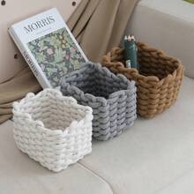 1 chiếc giỏ đựng đồ thủ công bằng dây cotton, hộp đựng đồ trang điểm để bàn bằng vải, giỏ đựng đồ lặt vặt, giỏ đựng đồ chơi, giỏ đựng đồ dùng cho em bé. - Nhiều màu - Xem 1
