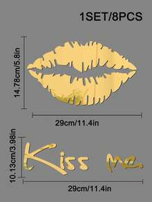 A Set Of Silver And Gold Lip Mirror Surfaces Stickers - Mirror Wall Stickers - View 12