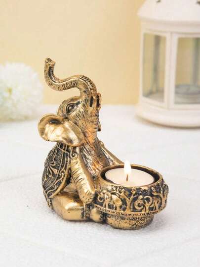 1 pieza Nuevo soporte de vela con forma de elefante dorado hacia arriba, decoración para mesa de comedor, estudio, adecuado para Halloween, otoño, festivales, invierno, decoración de habitación, regalo de cumpleaños, graduación