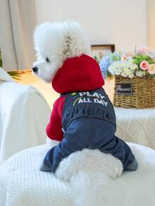 1件宠物服装狗狗背带裤，小型犬服装 - 趣味背带裤 - 藍色 - 查看 2