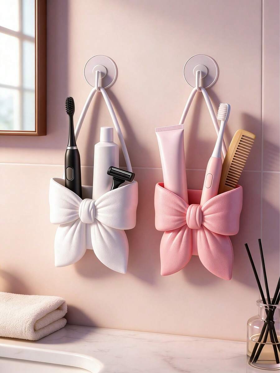 Butterfly Toothbrush Holder, Soft Morning Light Bathroom Decor, Girlfriend Gift, Women's Winter Gift (Hanging Rope Can Be DIY Replaced) - Multicolor - View 1