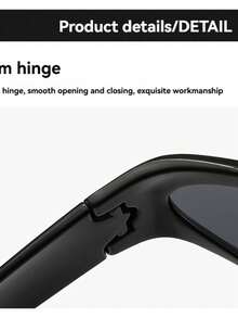 1副Y2K银色镜框黑色和灰色镜片运动时尚眼镜 - 銀色 - 查看 4