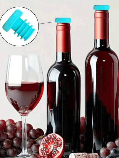6/4 piezas de tapones de botella de vino de goma de colores, tapones de botella de champán, whisky, botella de aceite, nuevos tapones de botella de vino de silicona con forma roscada