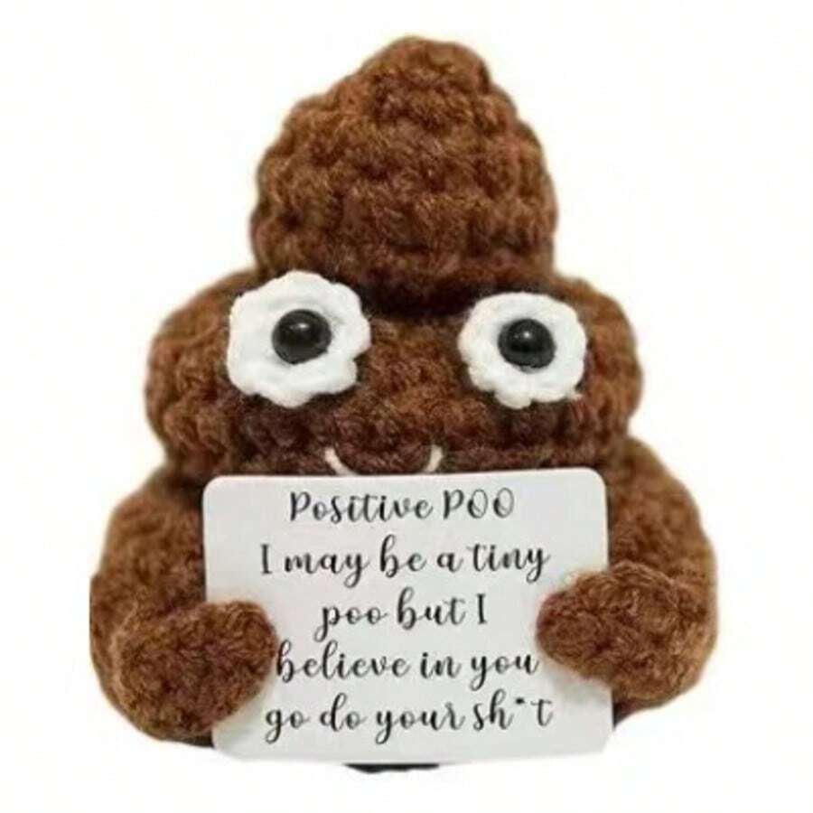 1pc Mini Fun Poop, Fun Hand-Woven Wool Poop Doll Creative Cute Poop Toy Birthday Party (Brown) - Multicolor - View 1