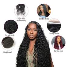 2 bó tóc nối Jerry Curly, tóc thật dệt đôi, tóc Remy tự nhiên màu đen xoăn tít dành cho nữ. - Natural Black - Xem 7
