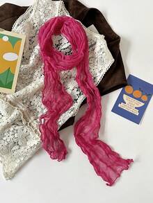 1pc Premium Distressed Long Scarf, Delicate Decorative Narrow Scarf, Tie-Dye Pleated Scarf, Refined Skinny Silk Scarf,Beach,Holiday,Accsesories,Travel Essential - Multicolor - View 20