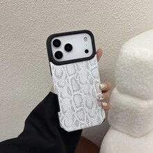 1个豹纹金色元素银色PU皮革图案经典防摔软壳手机壳，兼容苹果17Pro/17/Air/17Promax/11/12/13/14/12 Pro Max/16 Pro/15系列，镜头保护，节日礼物 - 彩色 - 查看 3