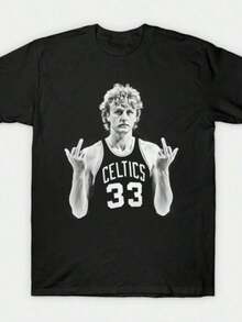 2026 Summer New Arrival Men's T-Shirt Larry Bird Retro 90s T-Shirt Black Shirt Men's Shirts Vintage Men's Clothing Graphic Tees Camisetas Para Hombre - 黑色 - 查看 7