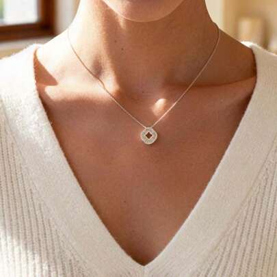 【两种颜色可选】新款法式百搭铜锆石四叶花项链，优雅锁骨链，适合10种场合，简约个性INS风项链