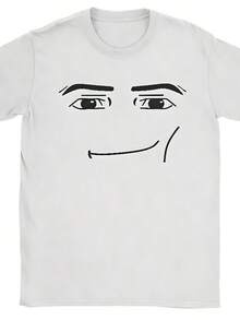 Comfortable Summer 2026 Anime Robot Robloxs Face T-Shirts Fun Tees Crew Neck Short Sleeve Men T Shirts Clothing Harajuku T Shirts Valentine's Day - White - View 1
