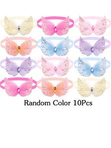 3/10pcs Spring Cute Pet Lace Crystal Wings Pet Tie, Lightweight Mesh+Sparkling Diamond Embellishment, Beautify Strolling/Party/Spring Outing Happy Baby, Adding Points To Mao's Spring Vitality Dressing - Multicolor - View 7