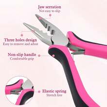 A Combination Of 200 Miniature Silicone Ring Hair Extensions, Including Multifunctional Pink Pliers, Bead Piercers, Crochet Hooks, Pointed Tail Combs, Hair Clips, And Insulation Pads. - View 6
