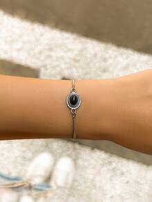 1 件复古西部几何绿松石镶嵌手链，波西米亚时尚珠宝礼品 - 圓形 - 查看 1