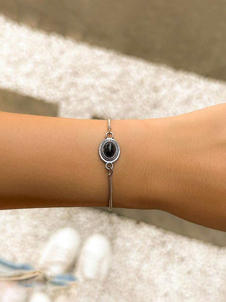 1 件复古西部几何绿松石镶嵌手链，波西米亚时尚珠宝礼品 - 圓形 - 查看 1