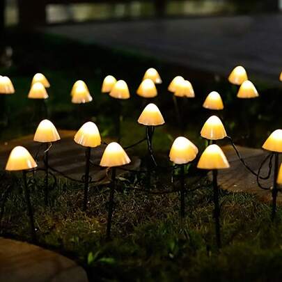 Đèn trang trí tiệc Giáng sinh hình nấm năng lượng mặt trời, đèn sân vườn mini 20 LED cắm đất, 8 chế độ chiếu sáng, chống nước IPX4, chất lượng cao, ánh sáng trắng ấm/nhiều màu sắc, hình nấm dễ thương, sống động như thật cho sân hiên, bãi cỏ, lối đi, lễ Phục sinh, món quà hoàn hảo cho người yêu thích làm vườn.