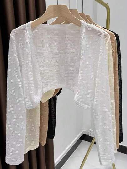 1 pieza Cubre blanco de encaje, chaqueta ligera y transparente para vestidos, bolero de manga corta para verano, playa, vacaciones