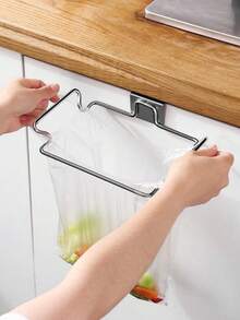 Stainless Steel Trash Bag Holder, Kitchen Cabinet Organizer Hanging Trash Can Rack, Towel & Dishcloth Holder - Multicolor - View 4