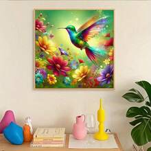 1件套DIY蜂鸟花卉5D钻石画套装，尺寸可选：[30*30厘米/11.8*11.8英寸] [40*40厘米/15.7*15.7英寸]，适合成人初学者DIY马赛克钻石画，全钻手工爱好，可作客厅、卧室、办公室墙面装饰，也可作为送给家人和朋友的惊喜礼物，无框。 - 無框 - 查看 3