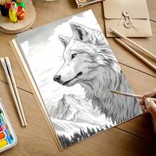 1Pc 22 Pages Wolf Coloring Book, Single-Sided Printed Thick Paper, Coloring Pages For Stress Relief & Relaxation, Wolf Art Book, Gift For Coloring Lovers, Wolf Enthusiasts, Birthday, Christmas, 17x25cm/6.69x9.84in - Multicolor - View 7