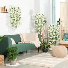 1/2/4pcs Artificial Eucalyptus Silk Flower Vine, UV-Resistant Greenery For Outdoor Hanging, Suitable For Anniversary, Graduation, Wedding, Party, Home, Office, Porch, Garden, Wall Decor In Spring & Summer - White-eucalyptus Morning Glory - View 6