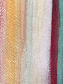 1pc Shimmery Gold Thread Hollow Mesh Fabric, Elegant Glittery Sheer Dress Design Sewing Fabric - Multicolor - View 3