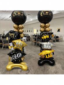 2 piezas Gorro de graduación gigante inflable, adecuado para decoración de fiesta de graduación, globos de papel de aluminio para celebración de graduación universitaria - multicolor - Ver 3