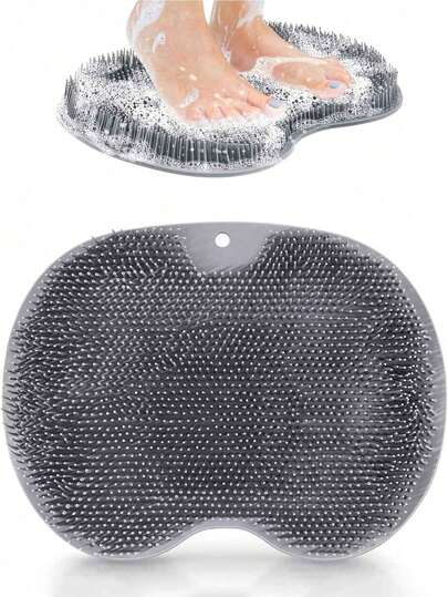 1pc Silicone Foot Massage Mat, Multi-Function Slouchy Massage Bath Brush With Exfoliating, Foot Cleaning, Scrubbing And Back Washing Functions, Suitable For Bathroom Shower - Foot Care - Foot Exfoliation - Bathroom Supplies - Bathroom Decor - Shower Back Cleaning Brush