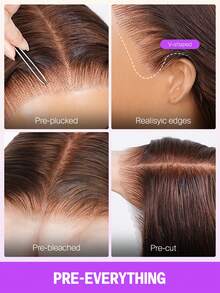 MEGALOOK Glueless 13x6 Three-Go™ Lace Front Wigs Human Hair Water Wave Natural Curly Wave #4 Chocolate Brown Glueless Wig Breathable Cap Adjustable Straps Pre Plucked Natural Hairline For Daily Wear Party Cosplay Dating Wedding Use - S4 - View 7