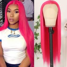 13X4 Purple Hair Synthetic Lace Front Wigs 26 Inch Pre Plucked Long Straight Hair Wigs 13X4 HD Lace Wigs Glueless Dark Purple Colored Wigs Heat Resistant Deep Purple Long Silky Straight Lace Front Wigs For Women For Daily Christmas Party Cosplay Use - 玫紅色 - 查看 3
