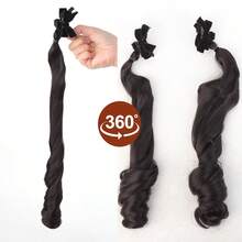 Tóc giả đuôi ngựa sợi tổng hợp 20 inch, 2 chiếc, tóc dài xoăn kiểu búp bê cho nữ, tóc đuôi ngựa thắt nơ bán sỉ - Nhiều màu - Xem 3