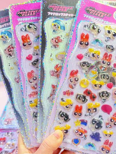 THE POWERPUFF GIRLS Random Creative Cute 3D Spot Stickers, Cartoon & Animal Designs, Kids Gifts, Soft Toys, Stress Relief, DIY Smartphone Case Decoration, Some Styles May Have Color Variations