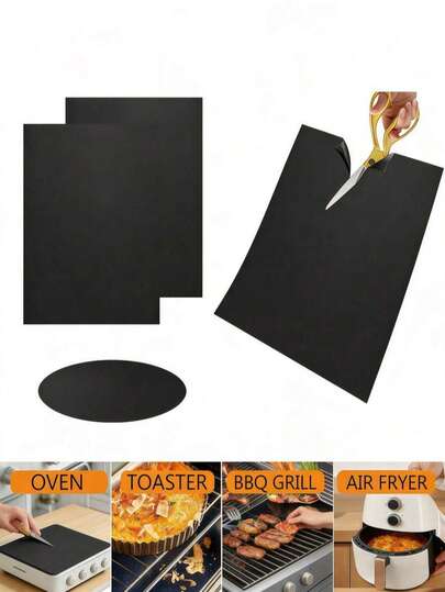 3/2/1 件装烤箱垫，易于清洁的烤箱/炉灶底部保护垫，不粘耐热烘焙垫，适用于家庭和户外露营烧烤，加厚烤箱垫，炉灶保护垫，烘焙垫，防溢垫，烤箱和微波炉垫，厨房用品，易于清洁的烤箱保护垫，Salvamanteles，情人节，新年夜，DIY甜点，厨房